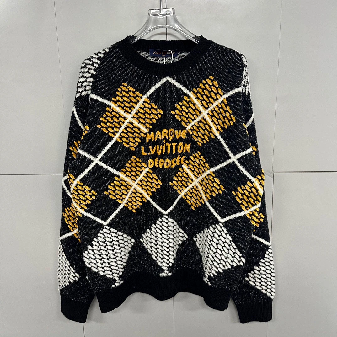 全新/LV SS25 滑雪系列格纹Monogram提花毛衣 M码 J00488