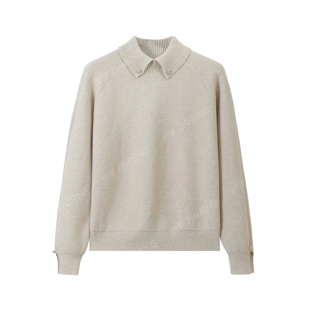 翻领高领毛衣女秋冬长袖高级感宽松显时尚打底针织A12011