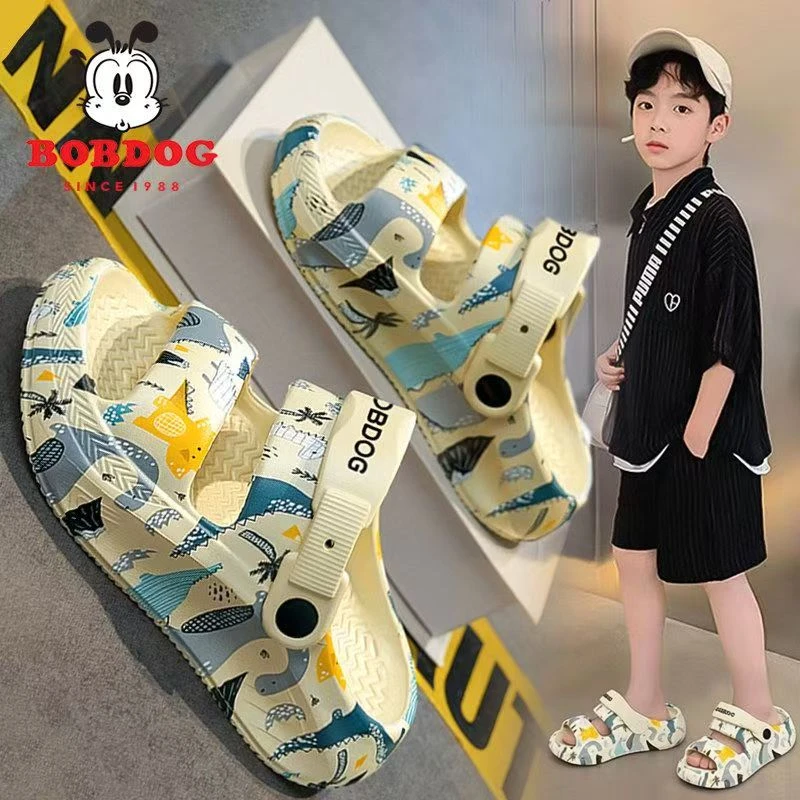 巴布豆新款夏季男童儿童鞋3-14岁厚底踩屎感镂空休闲防滑沙滩鞋