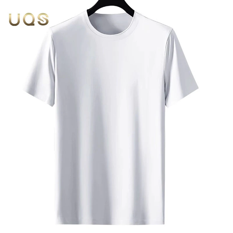 纯色简约圆领T恤男装2025夏季上新轻薄透气冰丝凉感百搭无痕短袖