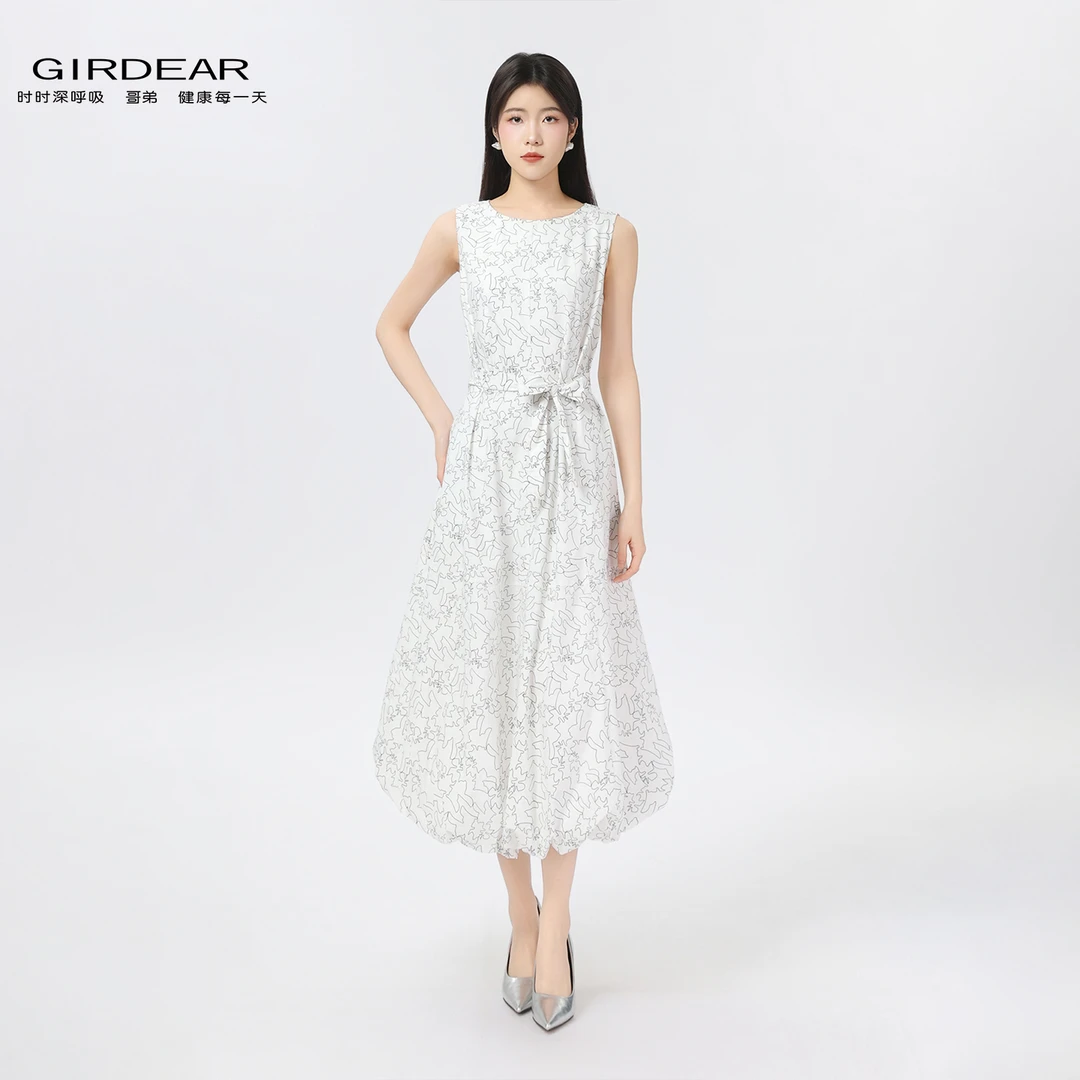 GIRDEAR/哥弟夏日穿搭花苞裙新款气质立体显瘦纯棉连衣裙150018