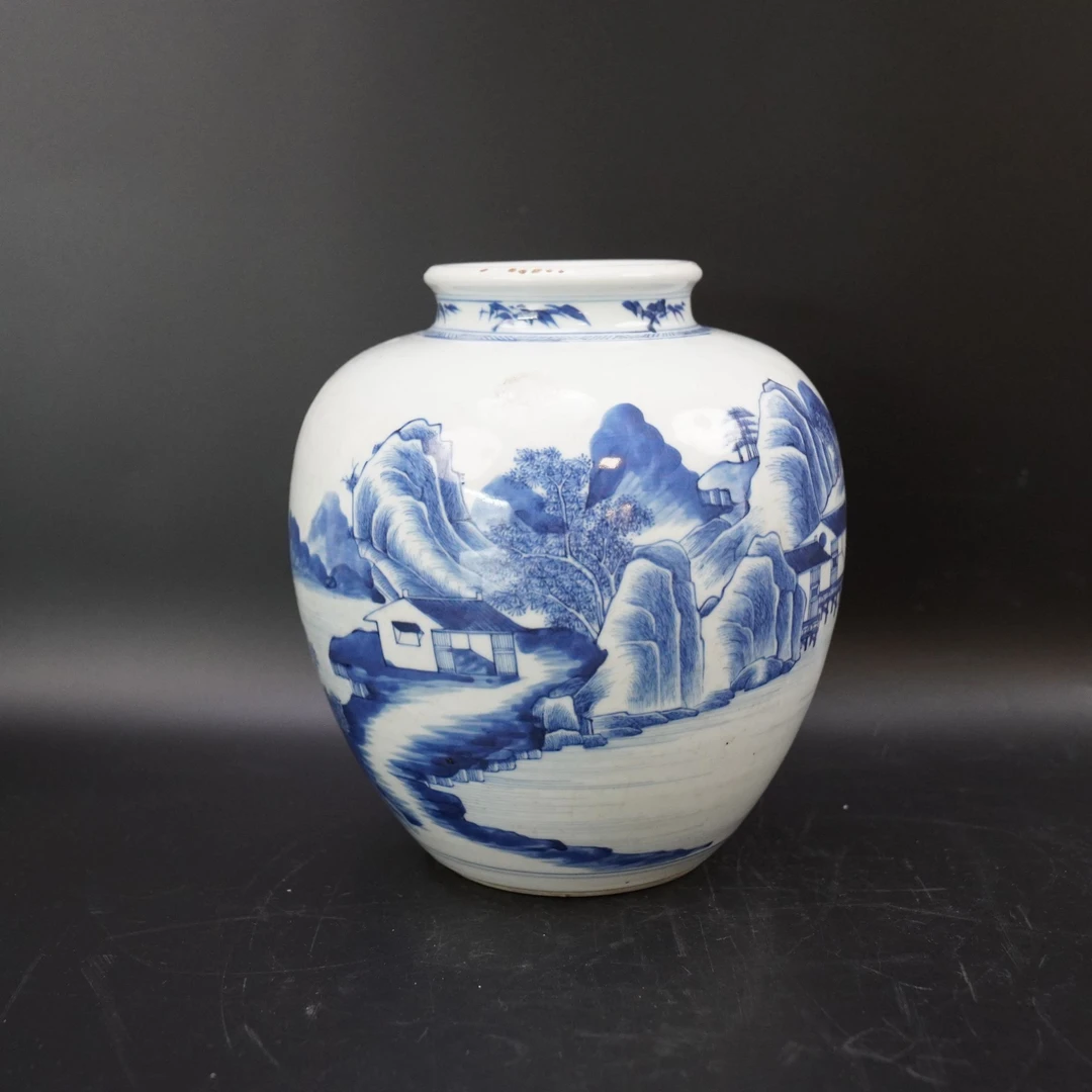 Lot.25080191清乾隆青花山水人物太白尊 高：约22.8cm