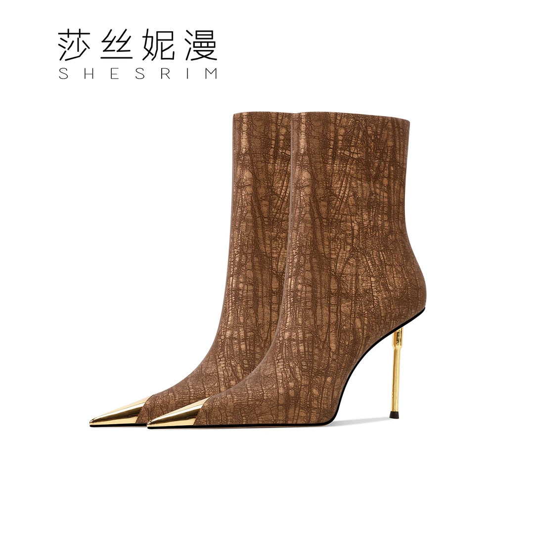 「7/9CM]2025气质冬季时装细高跟女靴上新尖头短靴女士靴子冬季款