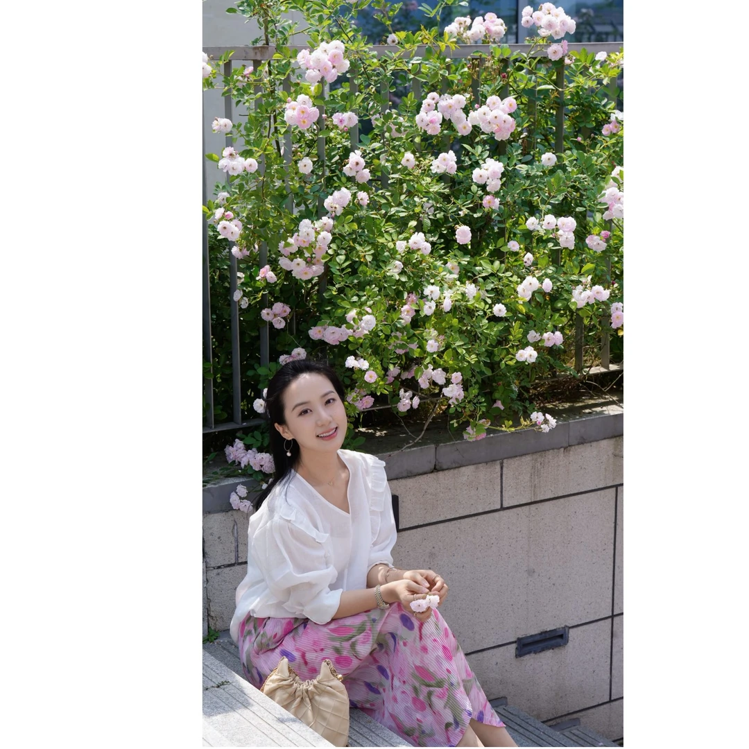 MEIYINA定制  一纸情书 全苎麻花边袖舒适长袖衬衫