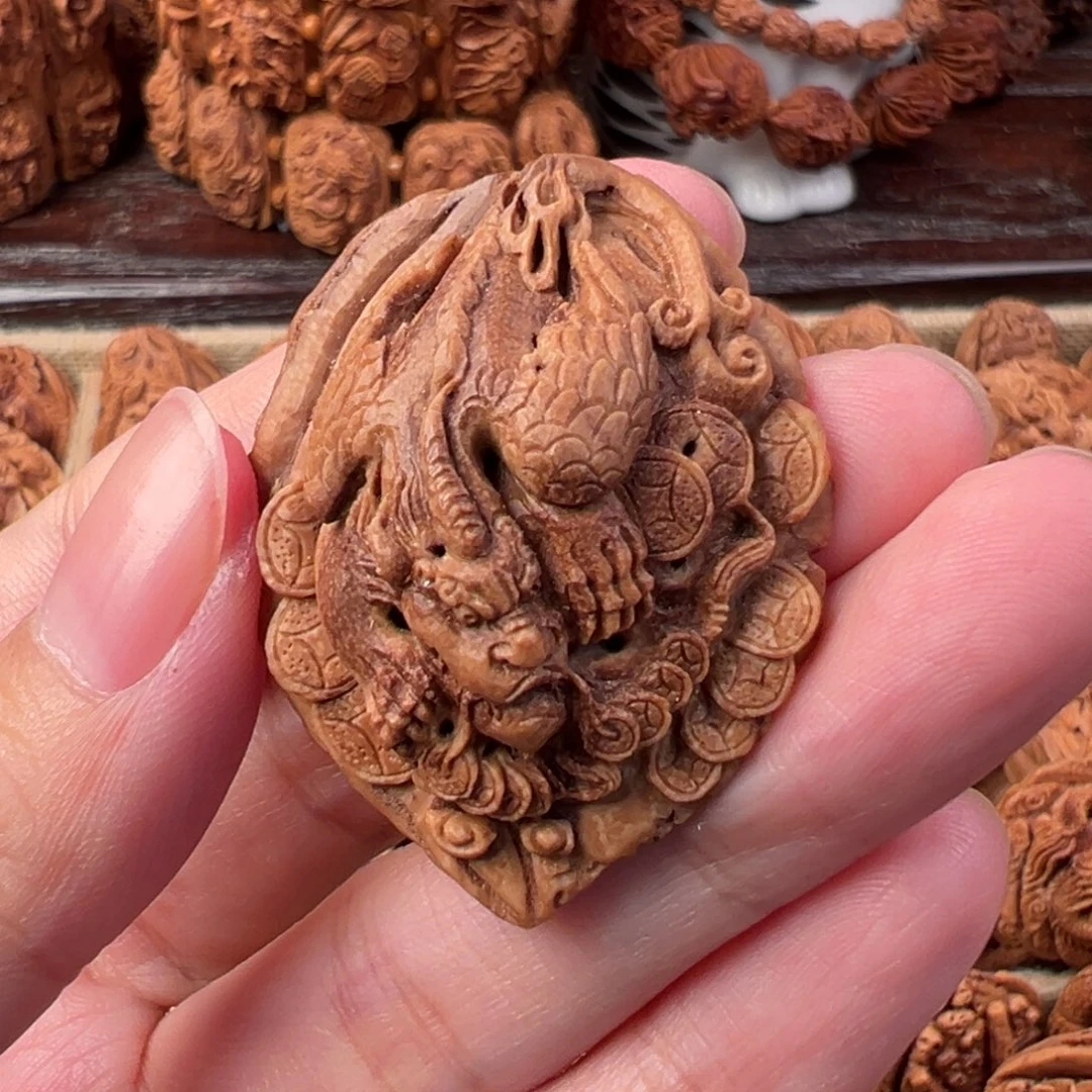 吊坠桃核球*桃核雕刻貔貅单籽