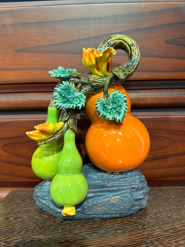 福临门葫芦-长16宽10高26cm-石湾陶瓷适合客厅酒柜电视柜边几装饰