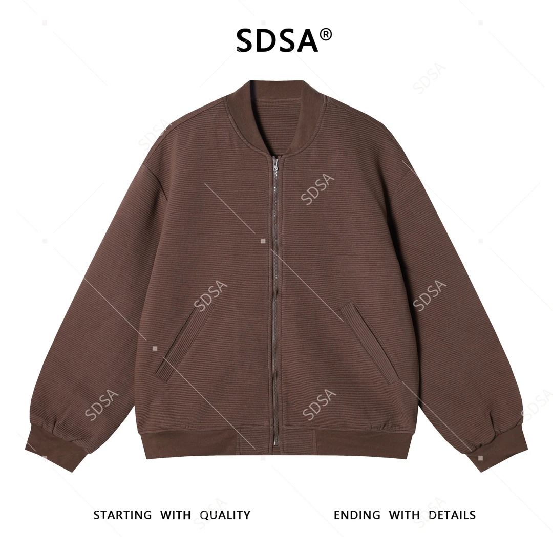 SDSA男士秋冬新款痞帅男装复古肌理感棒球领夹克外套时尚百搭开衫