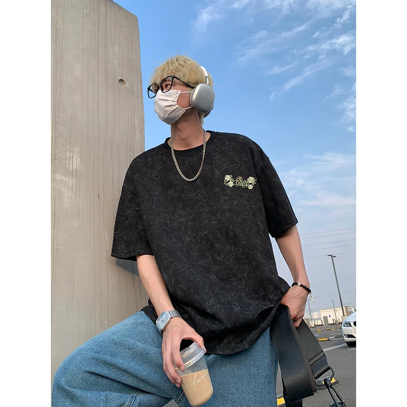 JG军格刺绣短袖T恤男款夏季薄款复古印花半袖休闲男生高级感男装