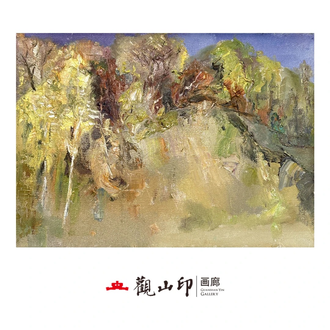 L原创手绘风景油画44x32cm抽象作品8909