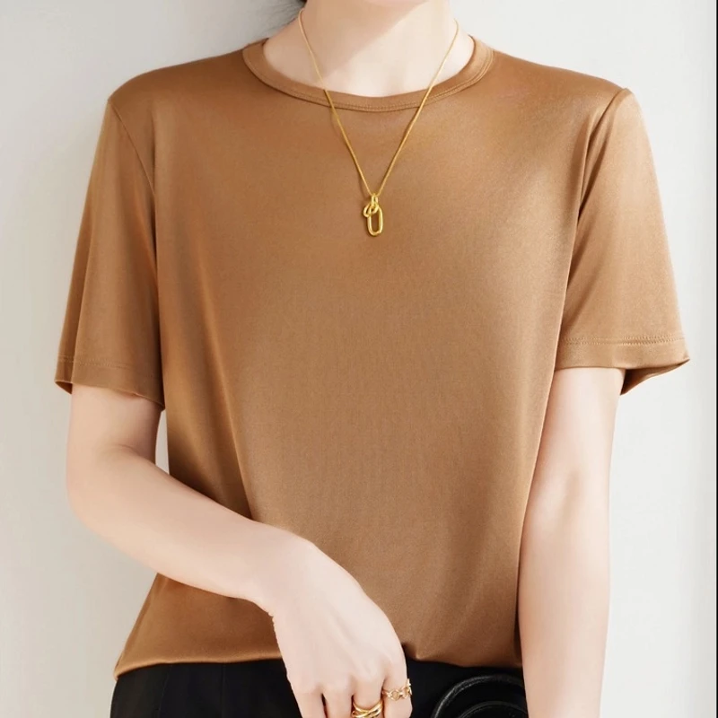 三醋酸圆领短袖春夏薄款！舒适贴肤上衣