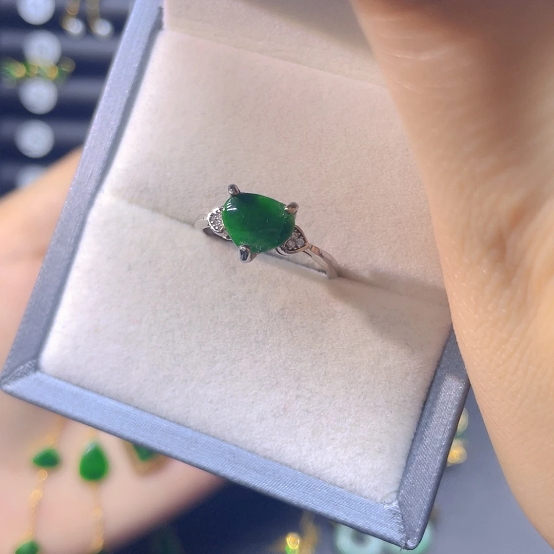 翡翠银S925镶嵌戒指