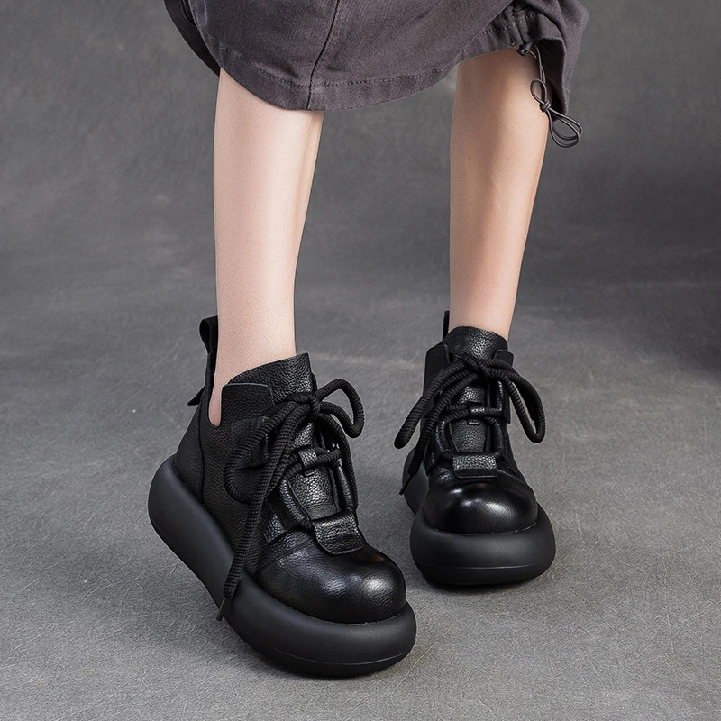 头层牛皮复古英伦风短靴女2025秋季新款韩版通勤不累脚休闲乐福鞋