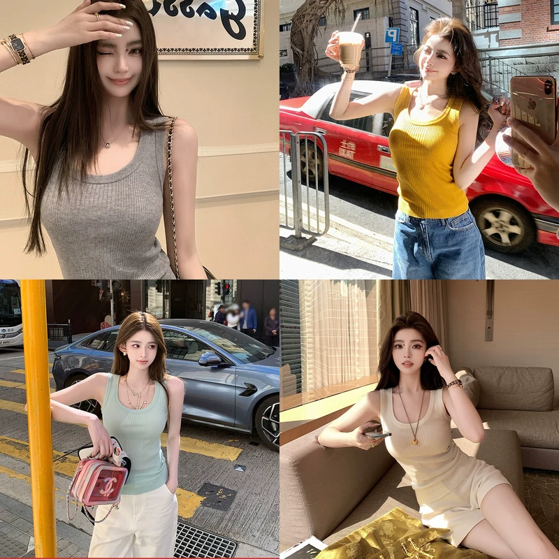 Tanktop坑条背心·多色打底单穿旅游拍照出片丝羊毛混纺针织背心