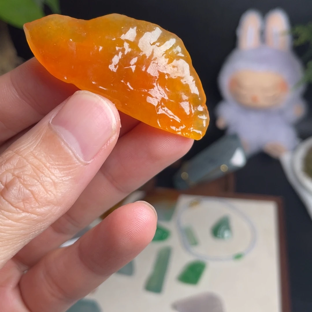 翡翠未镶嵌戒指冰红黄翡