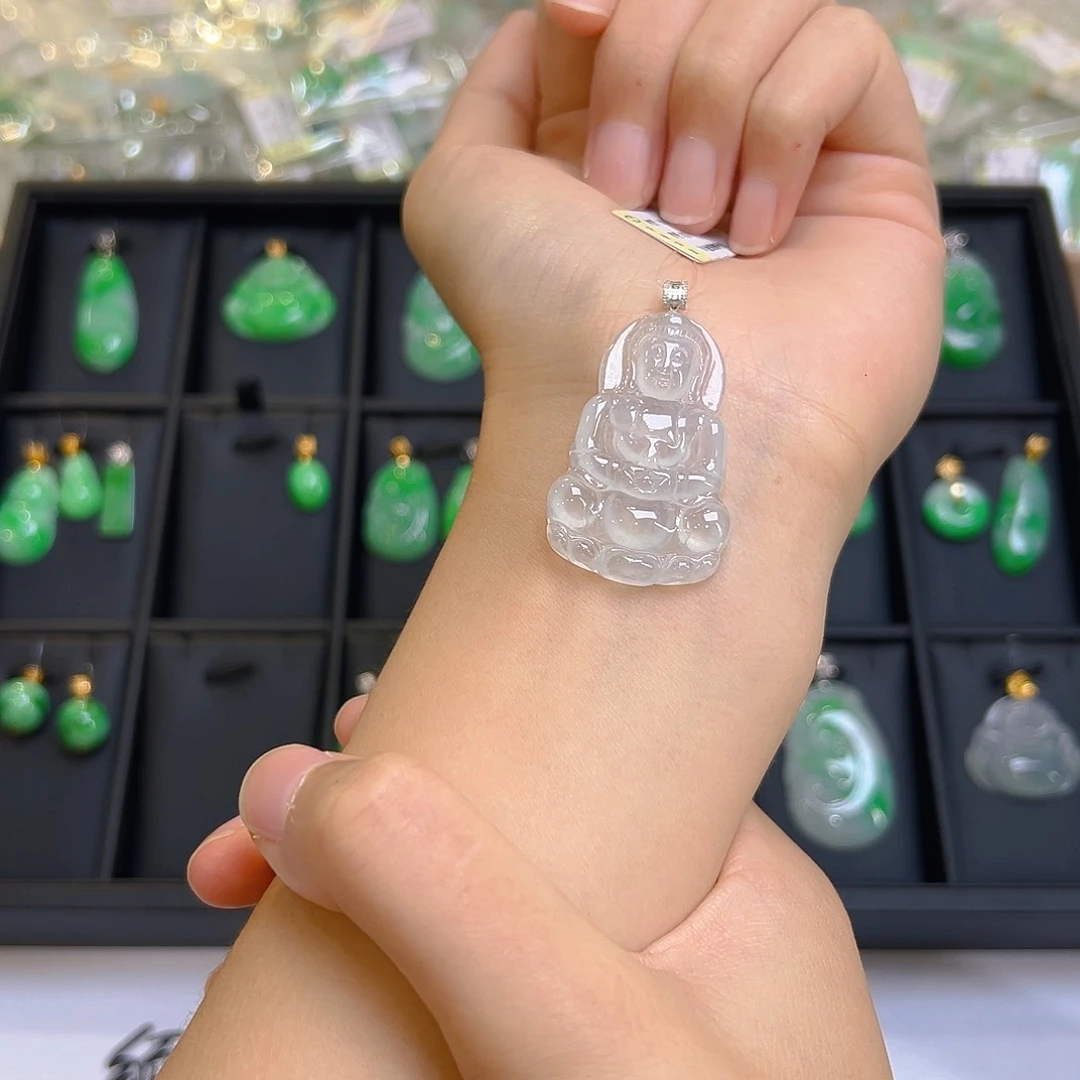 翡翠18K金镶嵌吊坠(不含链)翡翠