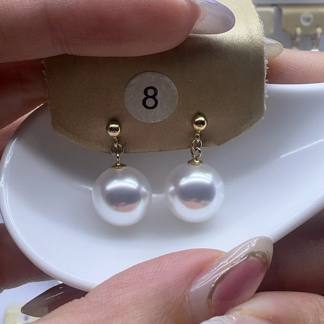 耳饰银S925镶嵌淡水珍珠