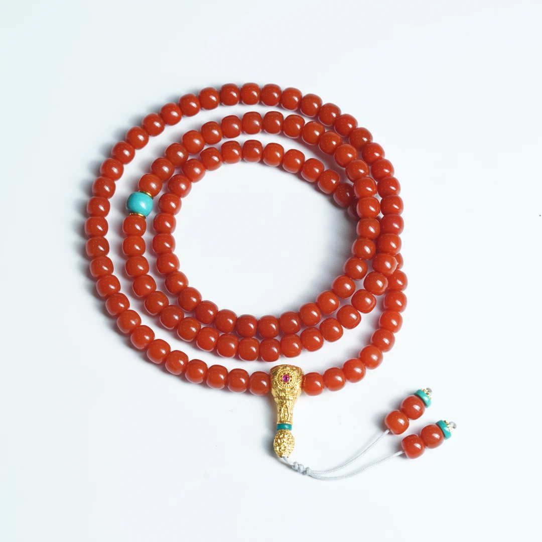 【竞拍】保山原矿无胶南红多圈 7mm LNH251208-38