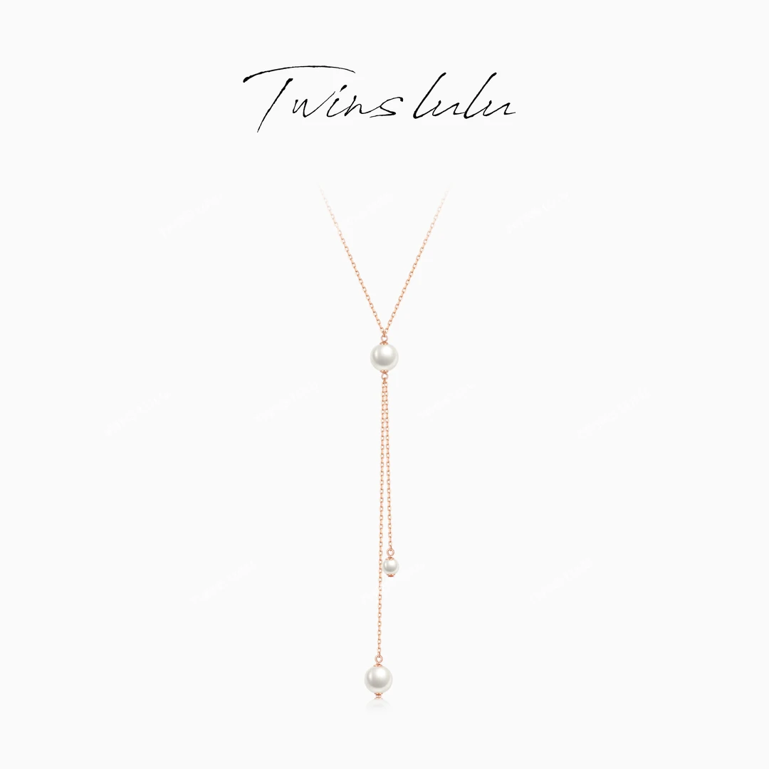 TWINS LULU 925银 镀K金 首饰女款轻奢百搭珠珠毛衣项链TSJ10136