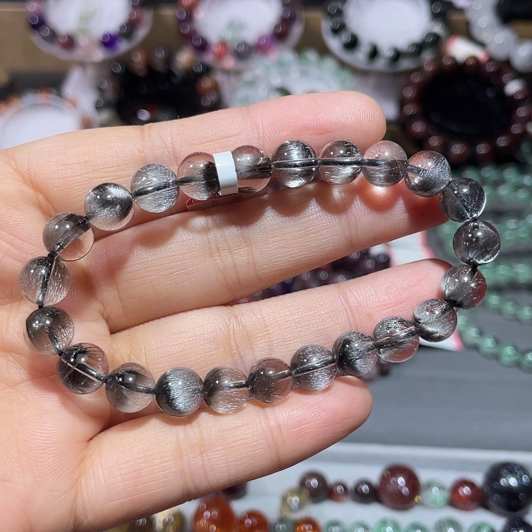 水晶手链未镶嵌黑银钛手串