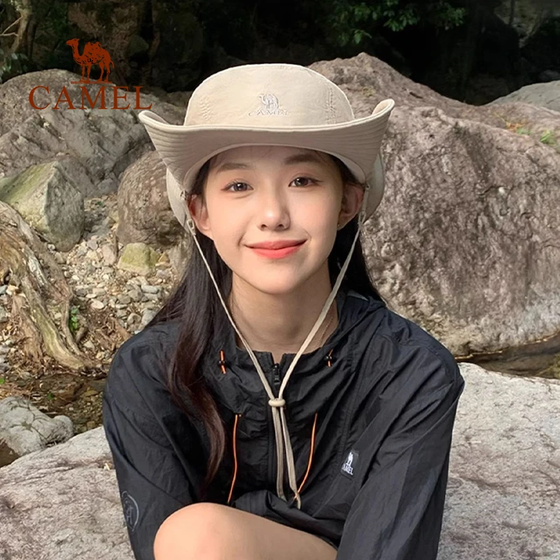骆驼山溪户外登山帽女遮阳渔夫帽大帽檐防晒帽防紫外线太阳帽2115