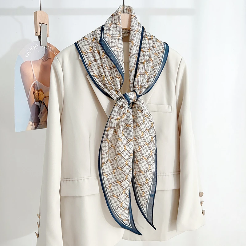 设计感菱形丝巾简约轻薄装饰披肩韩版女士丝巾