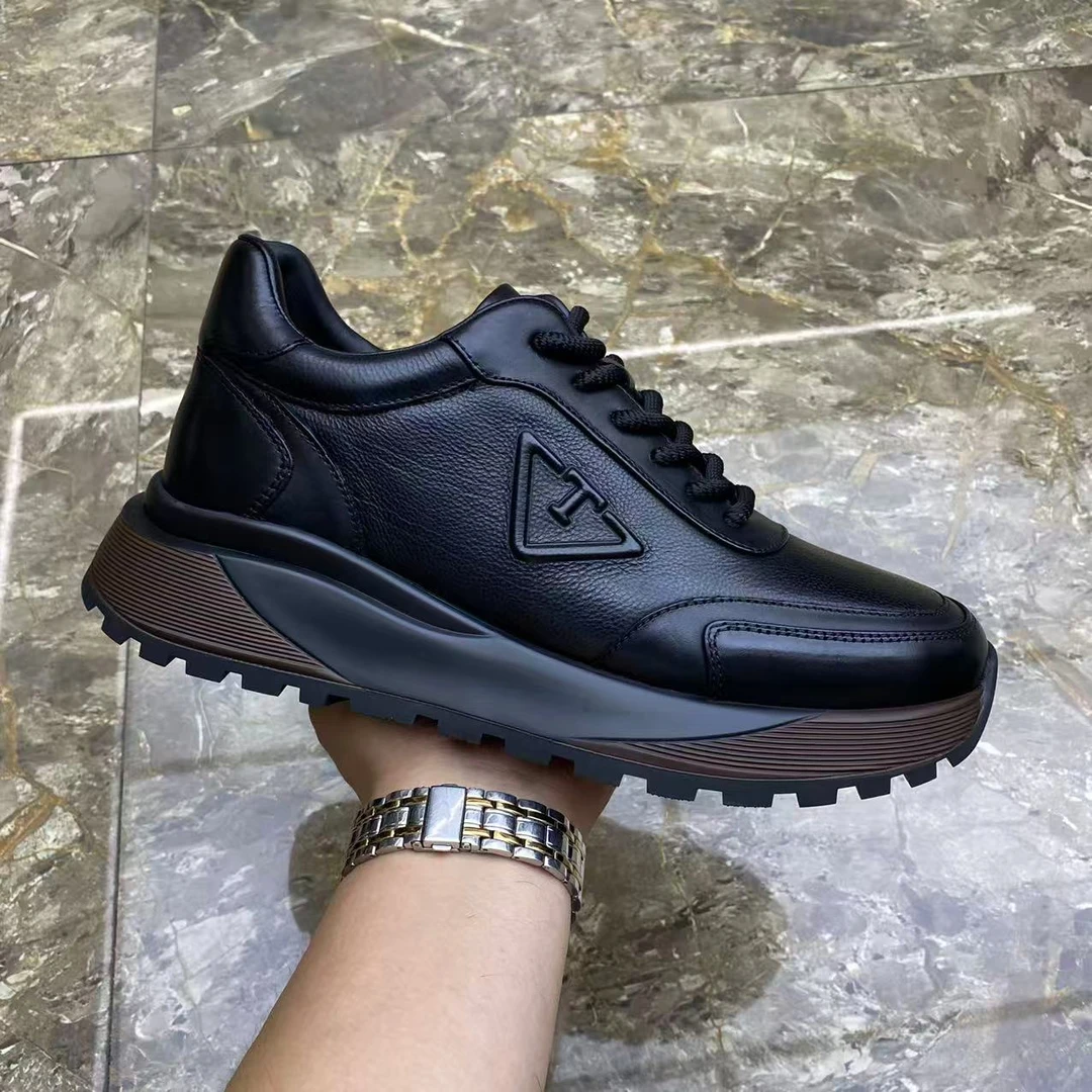 真皮潮男鞋秋季新款男士纯皮时尚休闲鞋韩版百搭厚底潮鞋运动皮鞋