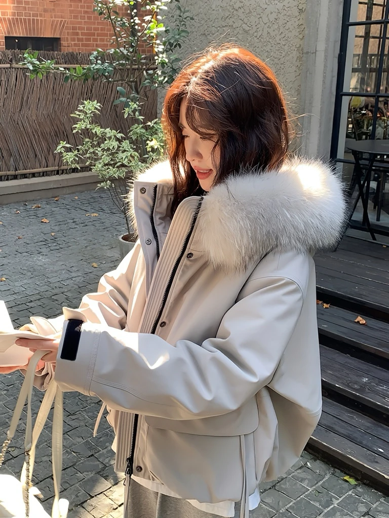 超好看的棉服女2025新款秋冬季短款小个子派克服女工装大毛领连帽