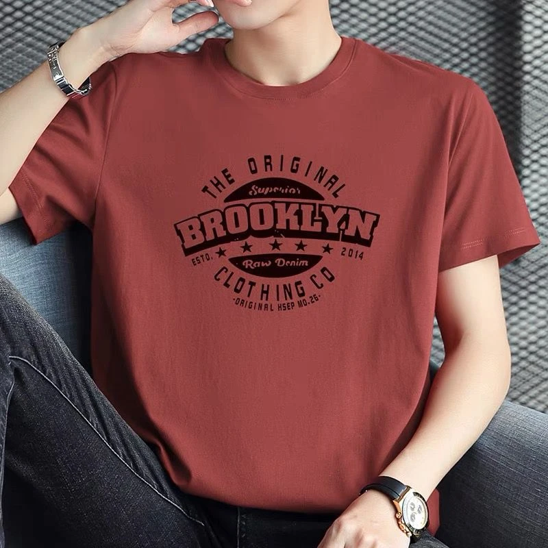 批发短袖t恤男圆领夏季潮流上衣服加肥大码打底衫半袖印花体恤衫