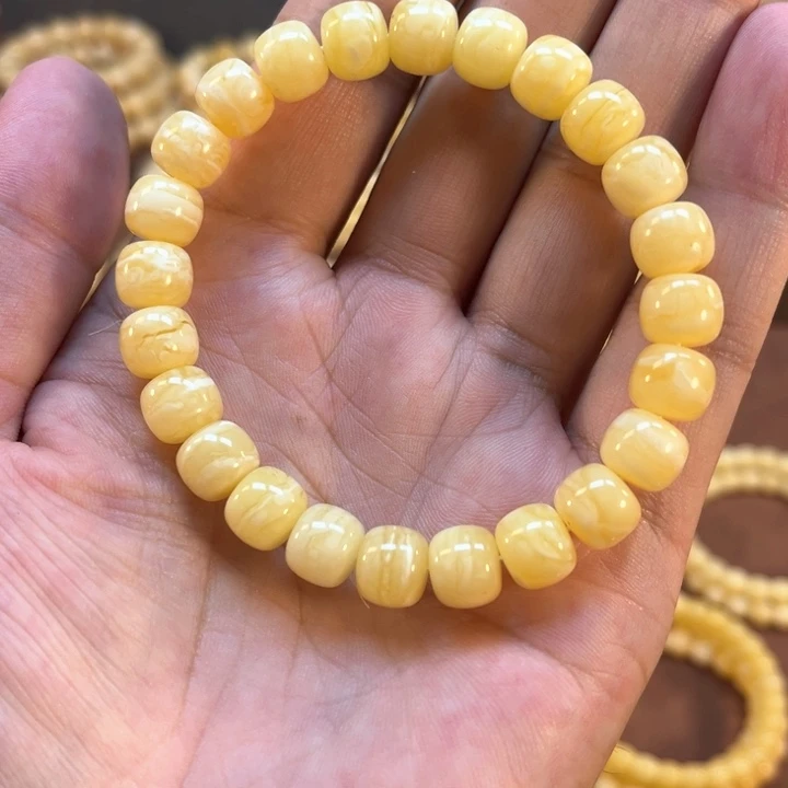 未镶嵌蜜蜡手串毛*生纯天然俄料白蜡金纹精工虎皮