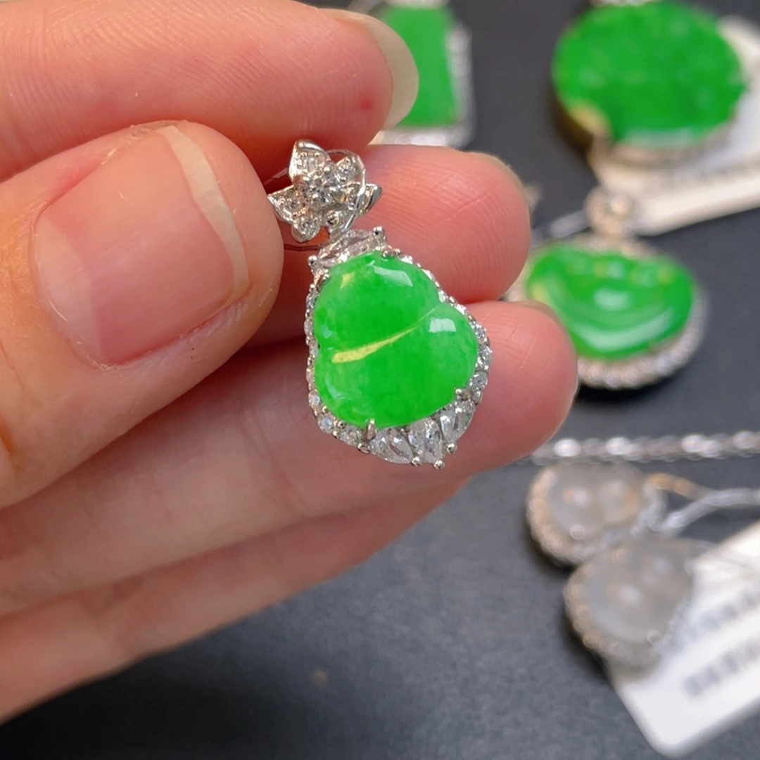 翡翠银S925镶嵌吊坠(不含链)