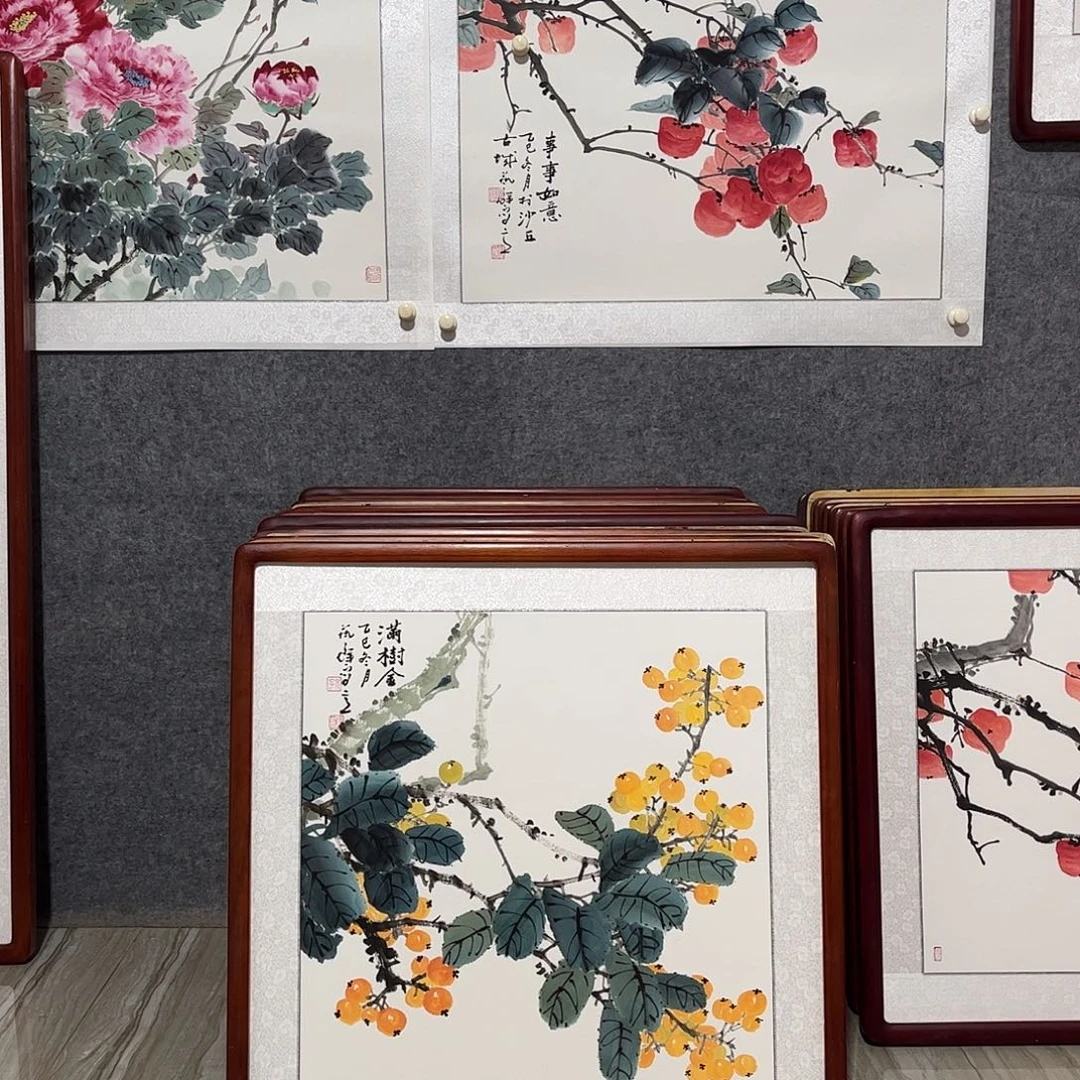 国画书画作品带框63×63