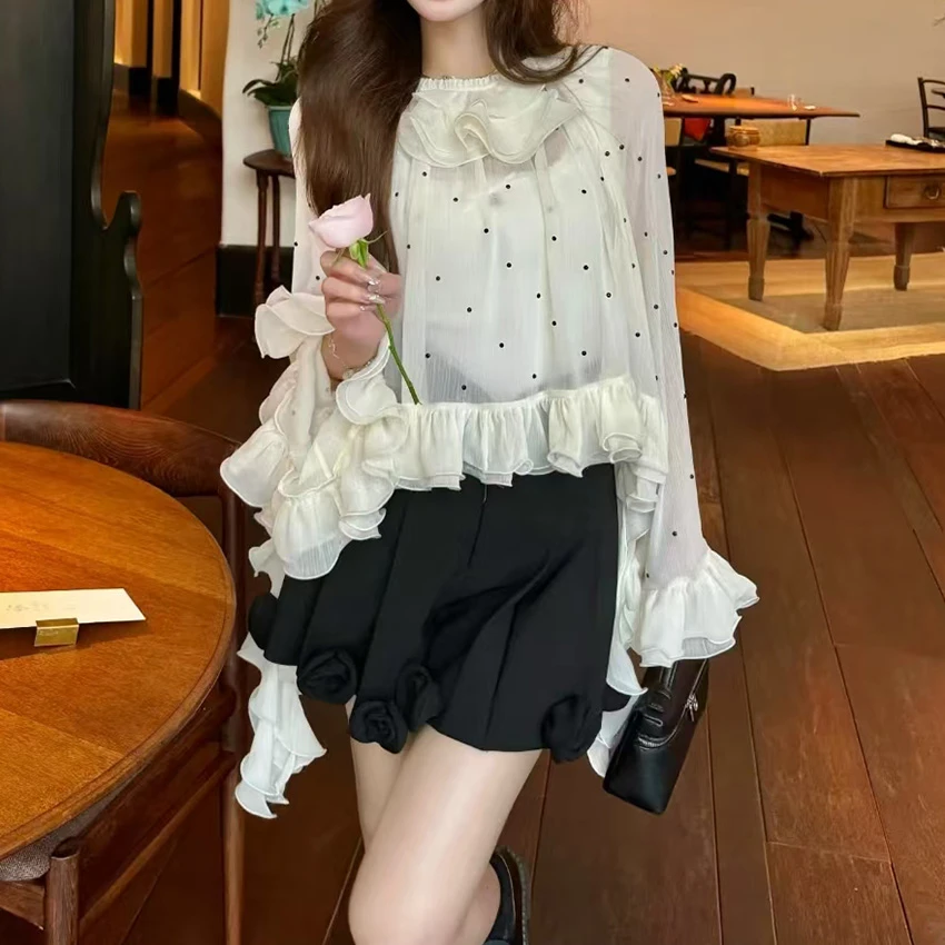 【彭彭echo专属】洋气手工玫瑰花高腰a字短裙GZJ68040