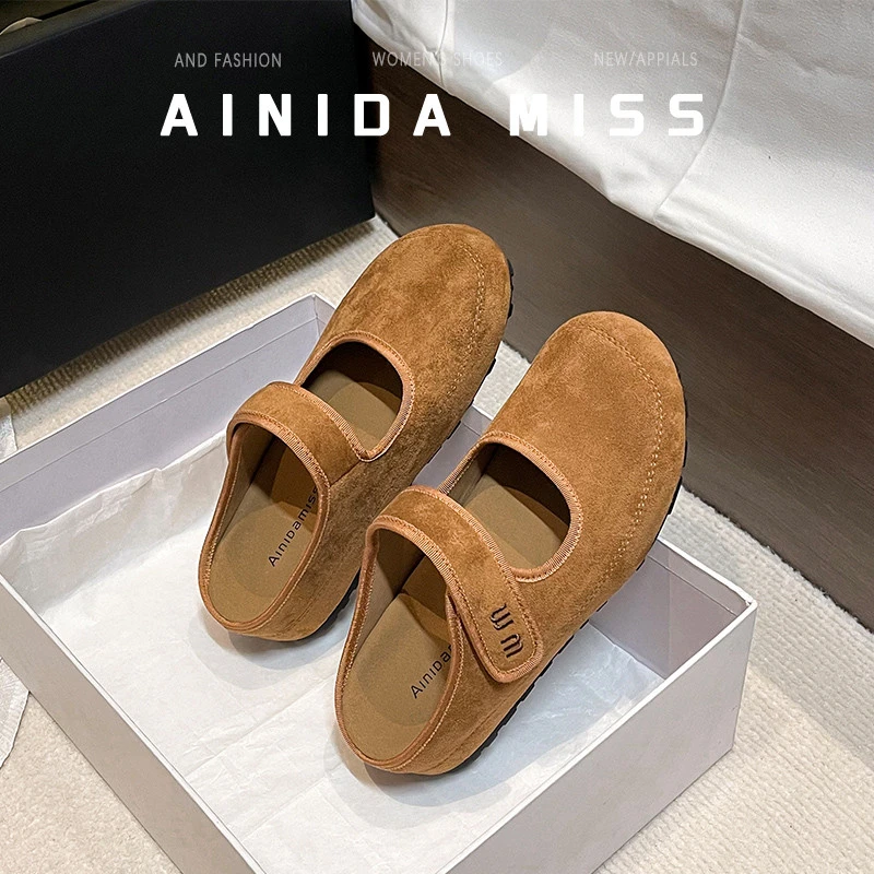 正品~复古厚底增高勃肯拖鞋女外穿包头半拖鞋外穿大码女鞋41到43