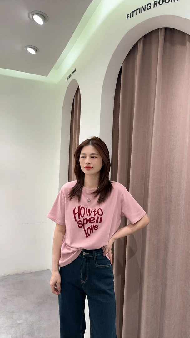 萱萱【字母T】新款常规款云朵棉植绒字母短袖上衣541097 021601