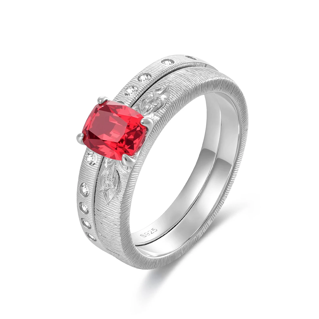 培育蓝宝石R4869【左岸浪漫】新款镶嵌绝地红色时尚高级设计款戒指