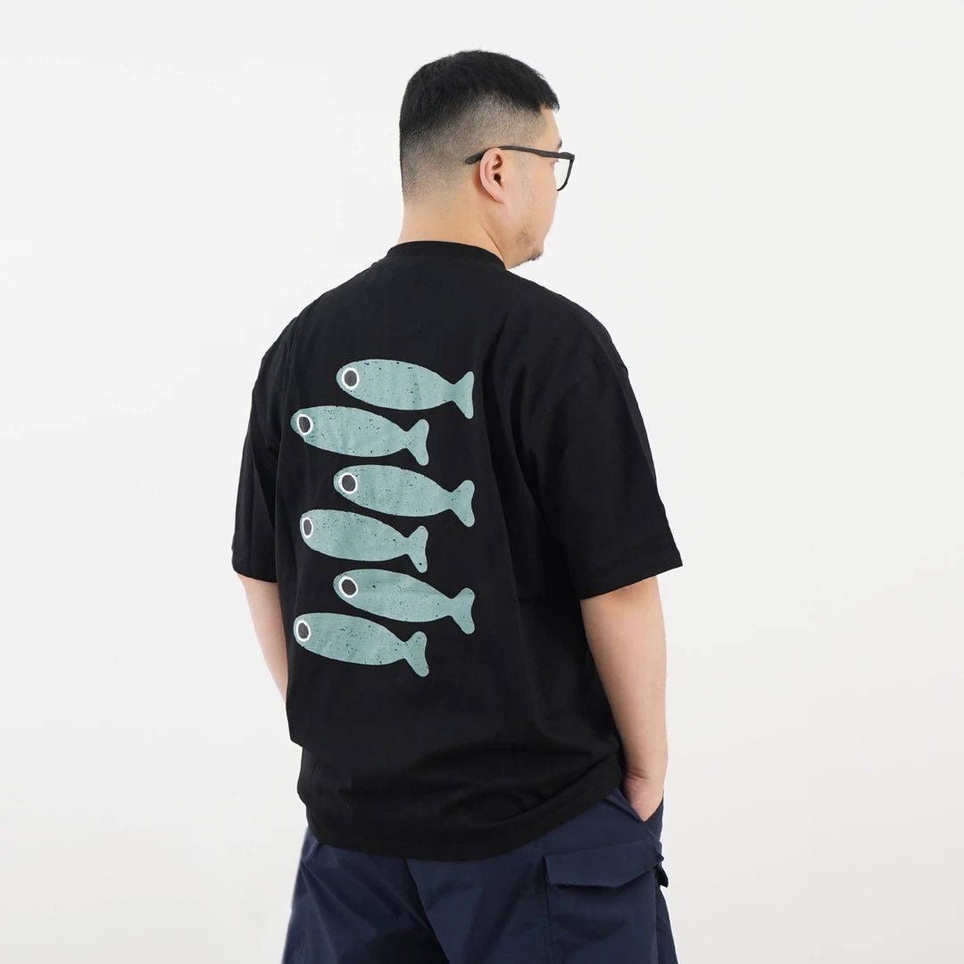 小领口。纯棉全棉。男士短袖夏季T恤双面印花宽松胖大码GNXC-XC004