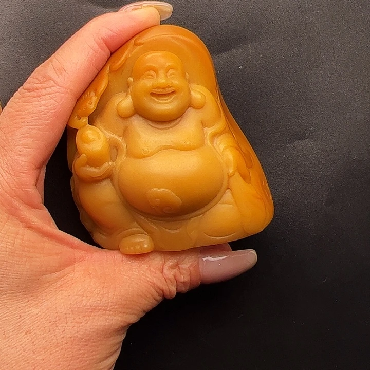 未镶嵌黄蜡石摆件石英质玉