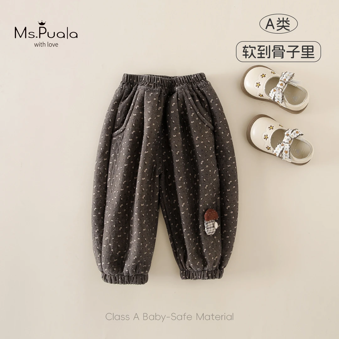 【MsPuala】婴幼童女宝宝秋冬休闲舒适加绒百搭长裤-MD367