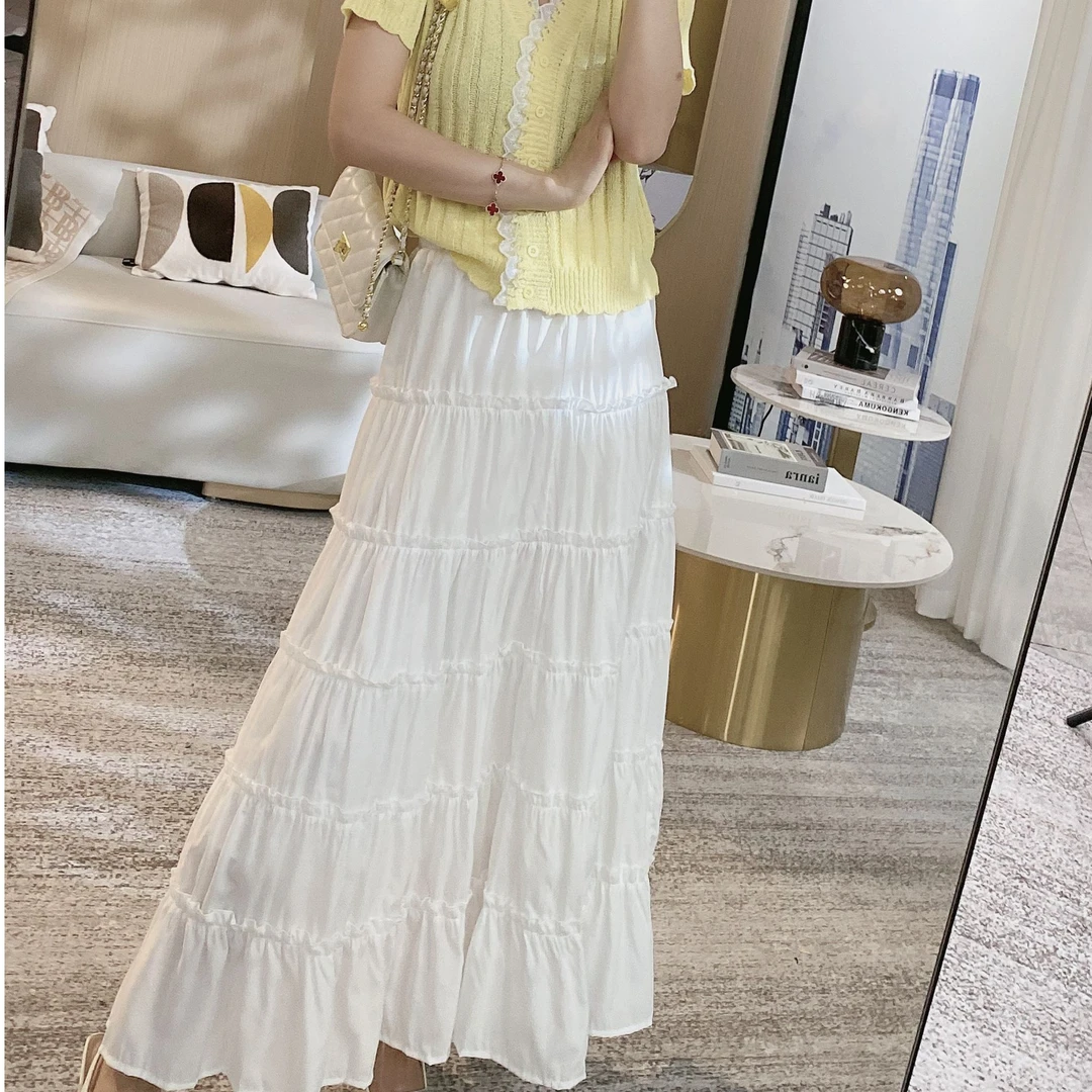 Y【金皇橦颜】高腰花边仙仙大裙摆松紧腰半身裙47988