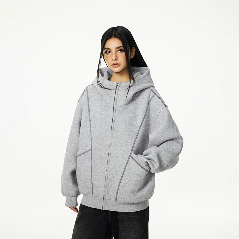 【Achock官方店】重磅空气层开衫拉链卫衣外套25春款情侣廓形上衣