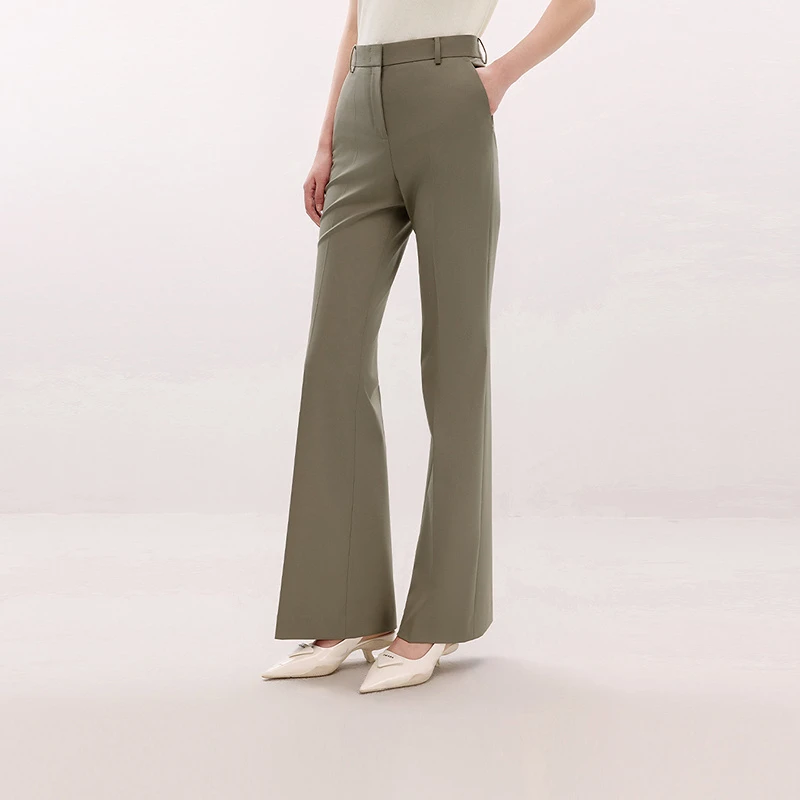 【商场同款】2025年夏新款通勤商务复古微喇裤西装裤气质垂感长裤女