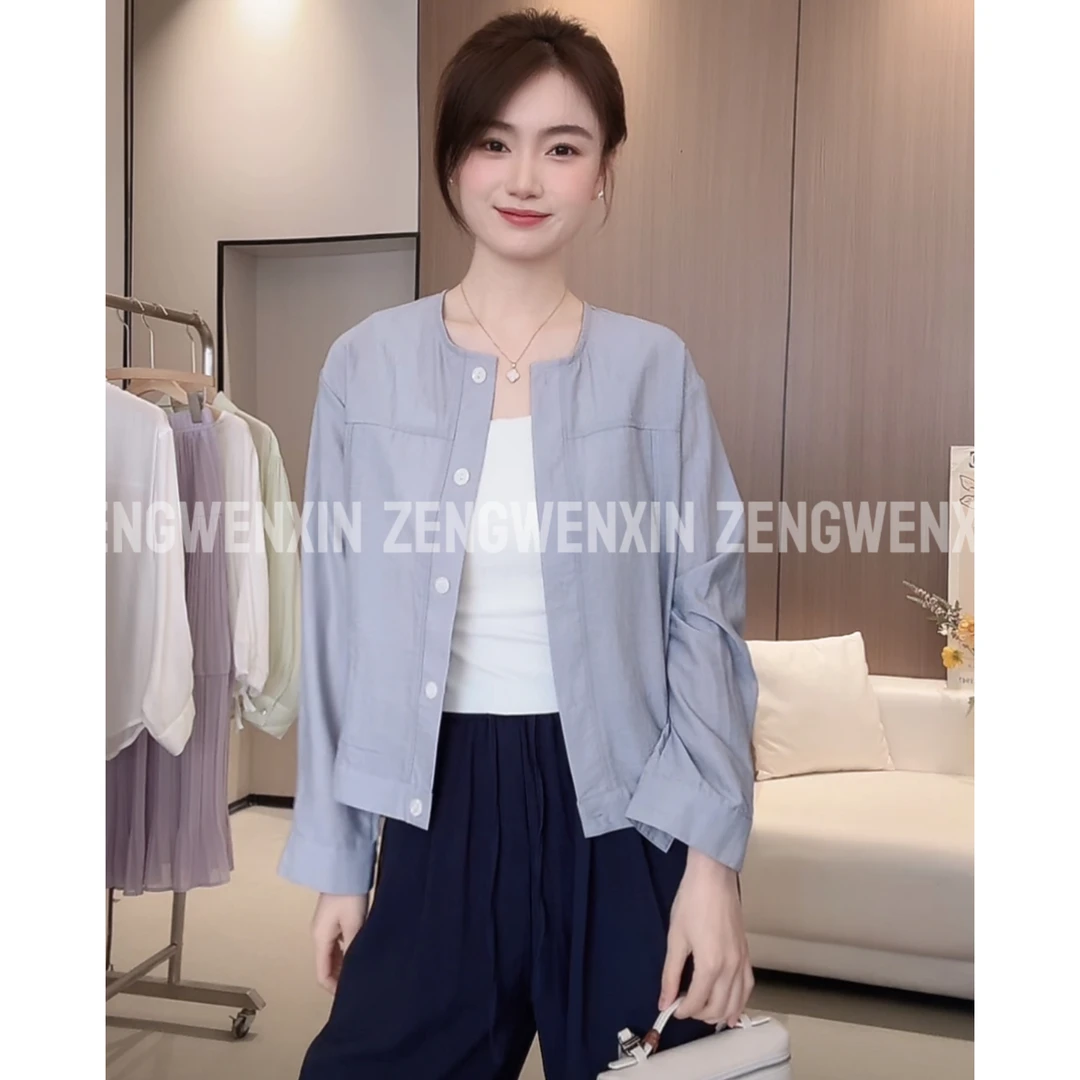 【温馨自制】薄款长袖短外套女2025夏季新款韩版简约上衣透气防晒衣