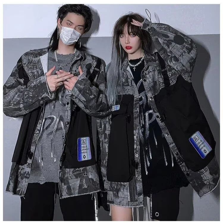 潮流重工满钻格子夹克女2025年春秋季新款宽松慵懒风闪亮复古上衣