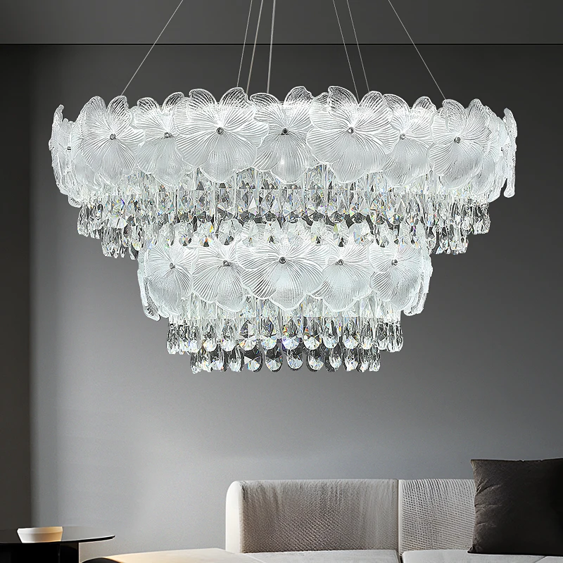 法式轻奢水晶客厅吊灯奶油风大气卧室创意高级感新款餐厅灯儿童房