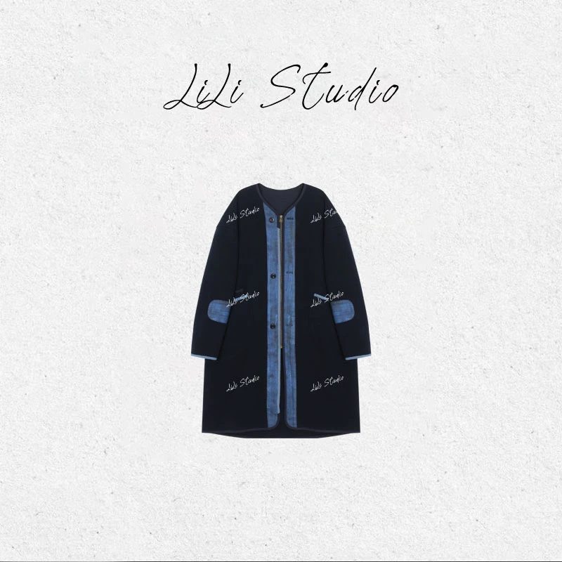 PCNY丨不理理「星夜旅迹」设计感拼接撞色长款羊毛大衣