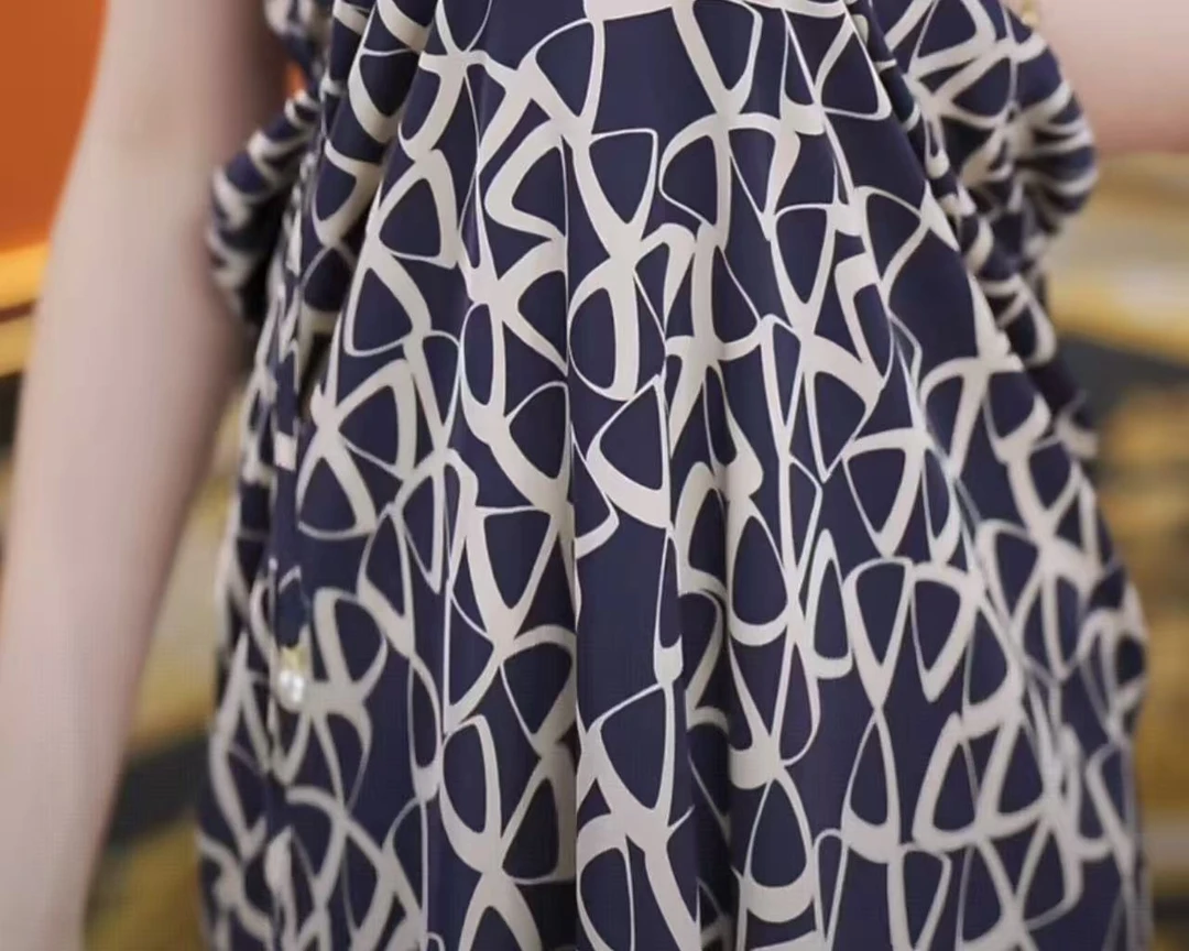 【送腰带】杭州原版正品2025夏季新款减龄 宝石蓝连衣裙女