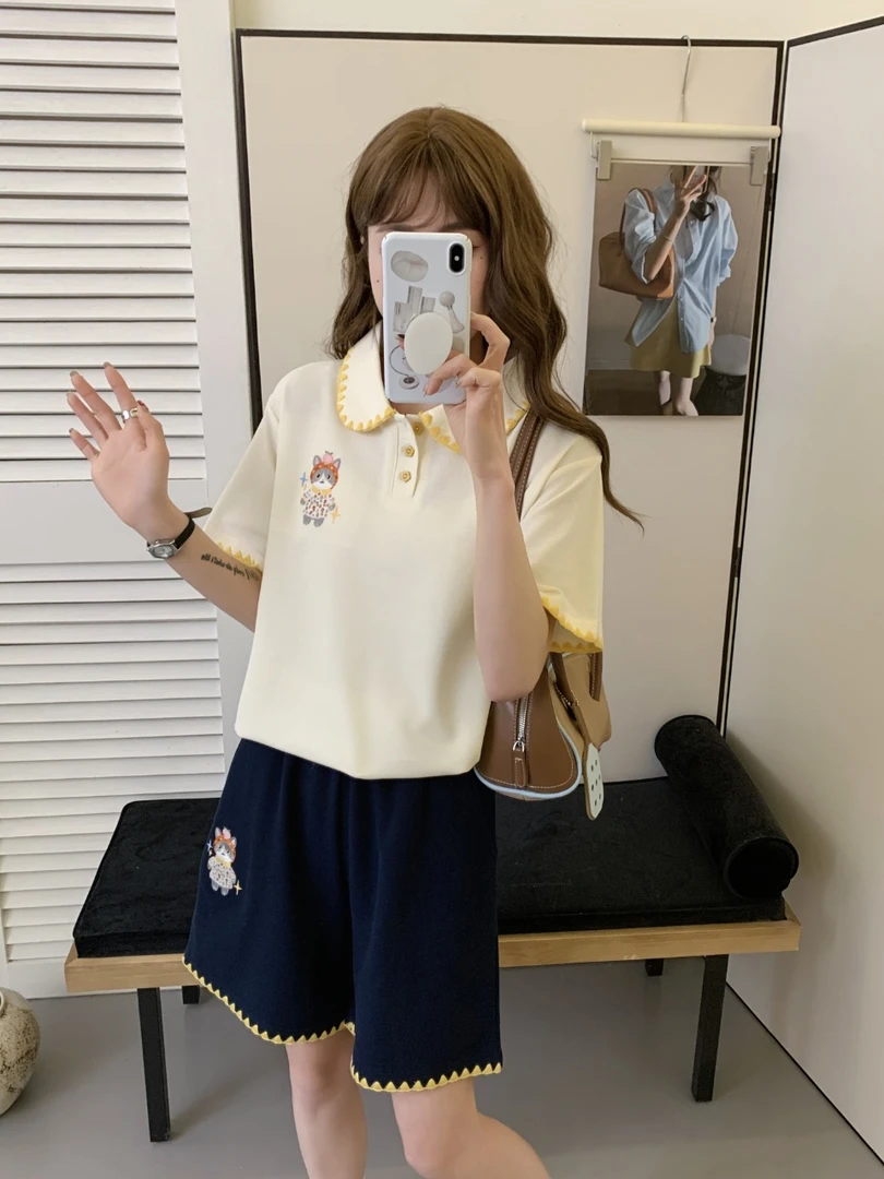 JIEJIE-【富贵猫POLO】韩代原单！简约百搭POLO领短袖