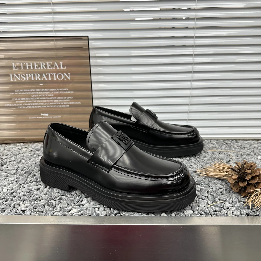 男士厚底乐福鞋英伦风一脚蹬手工休闲皮鞋简约百搭透气商务男鞋子