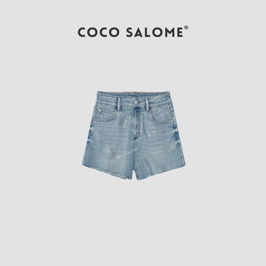 COCO SALOME⑥【星星牛仔】高棉星星烫钻轻奢牛仔短裤2088