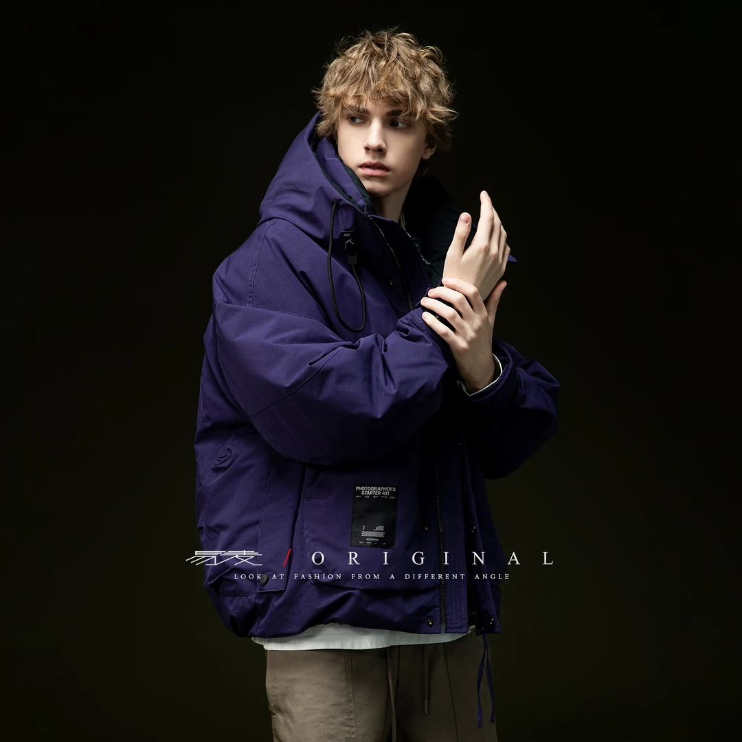 2024原创新款户外工装机能三防青少年潮牌加厚短款羽绒服男女